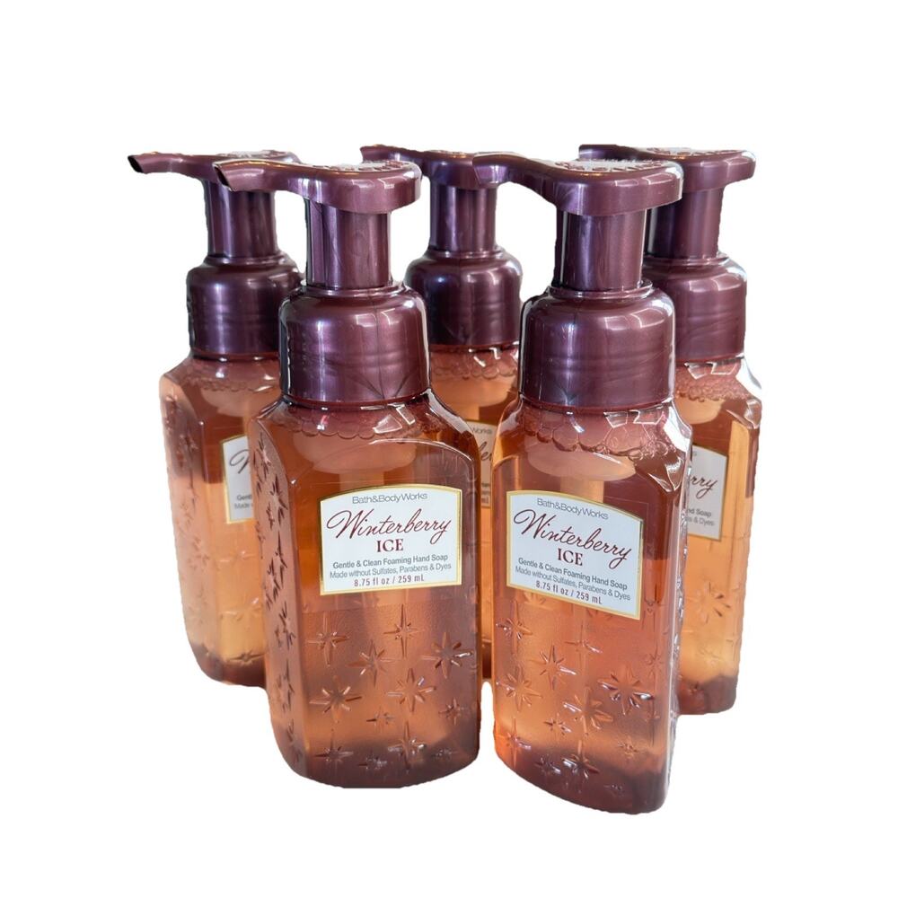 5 X Bath & Body Works WINTERBERRY ICE Gentle Foaming Hand Soap 8.75 fl oz
